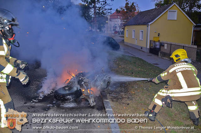 20191024 Ein Motorrad fing in Ebreichsdorf Feuer  Foto: © Thomas Lenger Monatsrevue.at