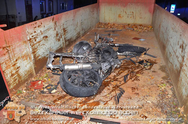 20191024 Ein Motorrad fing in Ebreichsdorf Feuer  Foto: © Thomas Lenger Monatsrevue.at