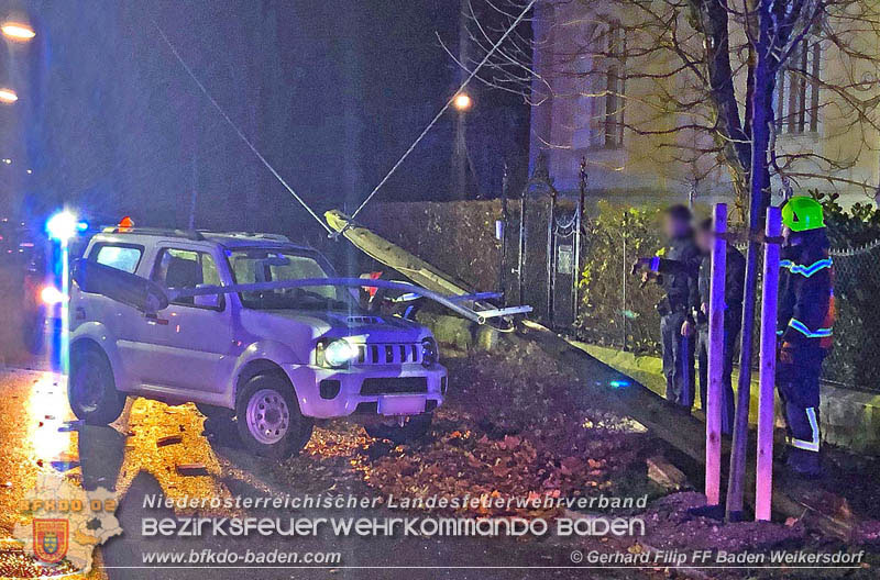 20191130 Verkehrsunfall mit Unfallflucht in der Stadt Baden  Foto: © Gerhard Filip FF Baden Weikersdorf