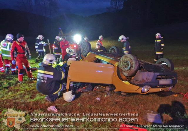 20191207 Verkehrsunfall auf der L4001 bei Mayerling Foto: © FF Maria Raisenmarkt 20191207 Verkehrsunfall auf der L4001 bei Mayerling Foto: © FF Maria Raisenmarkt