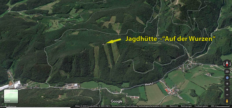 20200420 Brand einer Jagdhütte bei Furth a.d.Triesting   Grafik: © Google Maps u. Stefan Schneider BFK Baden