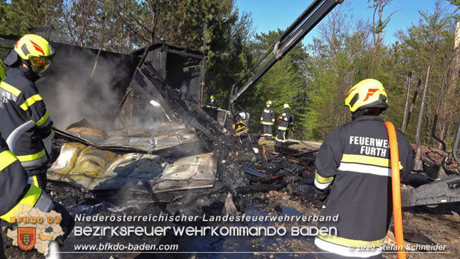 20200420 Brand einer Jagdhütte bei Furth a.d.Triesting  Foto: © Stefan Schneider BFK Baden