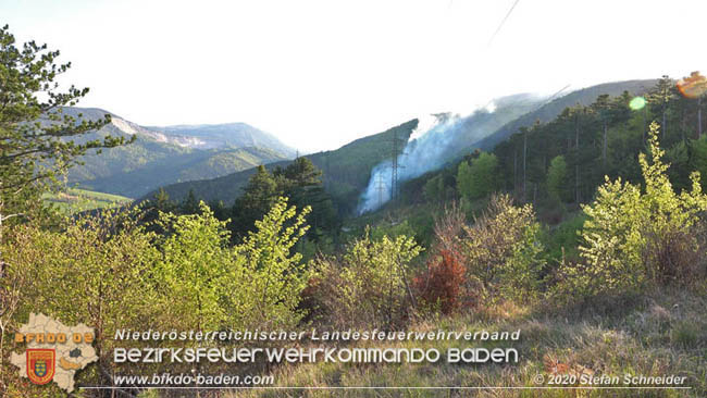 20200422 Waldbrand im Bereich Bezirksgrenze Wopfing (WN) und Alkersdorf (BN)  Foto: © Stefan Schneider BFK Baden