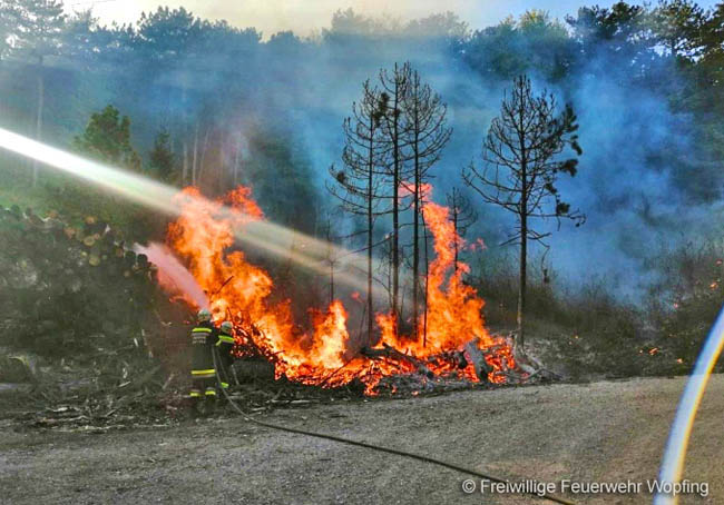 20200422 Waldbrand im Bereich Bezirksgrenze Wopfing (WN) und Alkersdorf (BN)  Foto: © Freiwillige Feuerwehr Wopfing