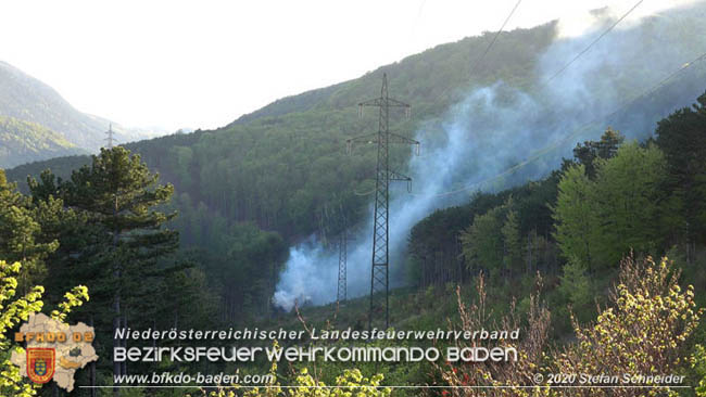 20200422 Waldbrand im Bereich Bezirksgrenze Wopfing (WN) und Alkersdorf (BN)  Foto: © Stefan Schneider BFK Baden