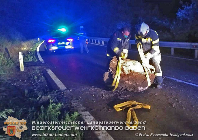 20200523 Steinschlag auf der B210 im Helenental bei Sattelbach  Foto: © Freiwillige Feuerwehr Heiligenkreuz
