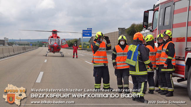 20200611 Verkehrsunfall mit 8 Verletzten auf der A2 bei Kottingbrunn RFB Süd   Foto: © Stefan Schneider BFK Baden
