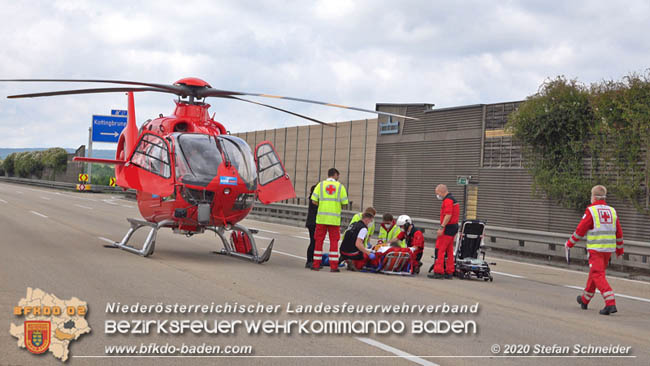 20200611 Verkehrsunfall mit 8 Verletzten auf der A2 bei Kottingbrunn RFB Süd   Foto: © Stefan Schneider BFK Baden