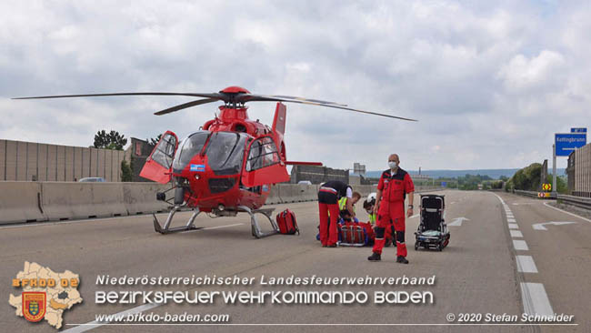 20200611 Verkehrsunfall mit 8 Verletzten auf der A2 bei Kottingbrunn RFB Süd   Foto: © Stefan Schneider BFK Baden