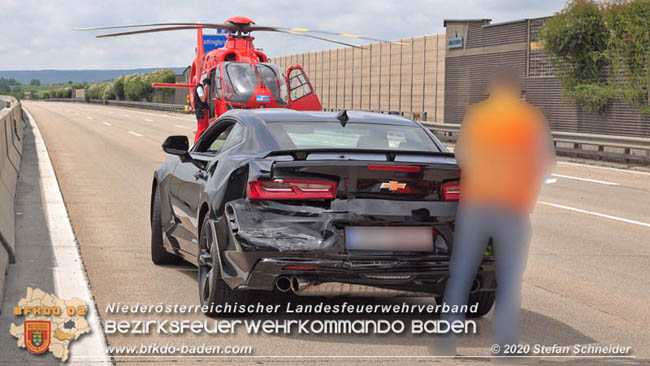 20200611 Verkehrsunfall mit 8 Verletzten auf der A2 bei Kottingbrunn RFB Süd   Foto: © Stefan Schneider BFK Baden