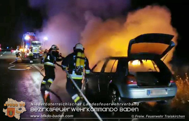 20200816 Fahrzeug in Vollbrand auf der A2 zwischen Traiskirchen und Knoten Guntramsdorf Foto: © Markus Ebermann Freiwillige Feuerwehr-Traiskirchen-Stadt