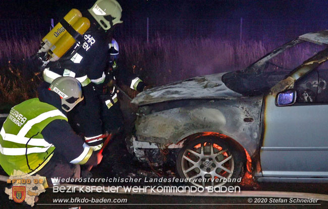 20200816 Fahrzeug in Vollbrand auf der A2 zwischen Traiskirchen und Knoten Guntramsdorf Foto: © Stefan Schneider
