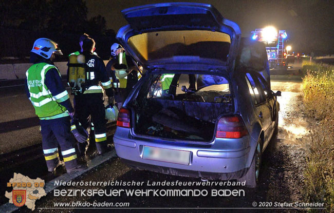 20200816 Fahrzeug in Vollbrand auf der A2 zwischen Traiskirchen und Knoten Guntramsdorf Foto: © Stefan Schneider