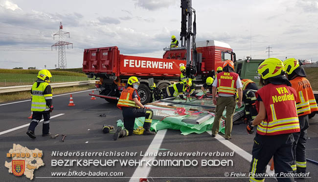 20200924 Umgestürzter Anhänger sorgt für 10 km Rückstau auf der A3 Foto: © Freiwillige Feuerwehr Pottendorf 20200924 Umgestürzter Anhänger sorgt für 10 km Rückstau auf der A3 Foto: © Freiwillige Feuerwehr Pottendorf