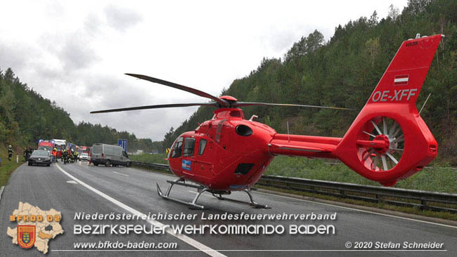 20201014 Verkehrsunfall auf der A21 zwischen Mayerling und Heiligenkreuz  Foto: © Stefan Schneider 