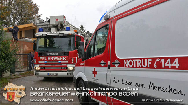 20201014 Unterstützung Rettungsdienst bei Arbeitsunfall Möllersdorf/Guntramsdorf  Fotos: © Stefan Schneider BFK BADEN