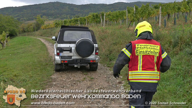 20201017 Pkw Geländewagen verunfallt auf der Weinbergstraße L151 zwischen Pfaffstätten und Gumpoldskirchen   Foto: © Stefan Schneider BFKDO BADEN