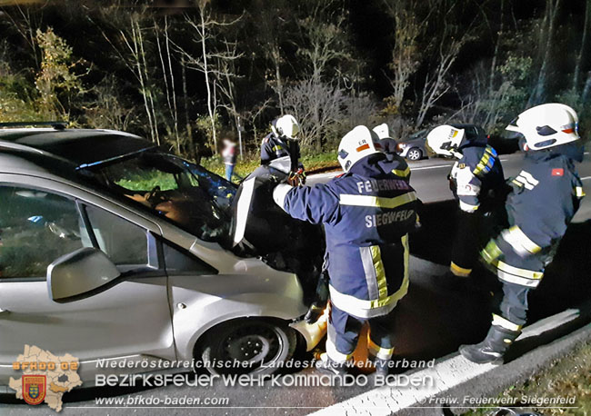 20201107 Fahrzeugbergung nach Wildunfall auf der LB210 im Helenental  Foto: © Freiwillige Feuerwehr Siegenfeld