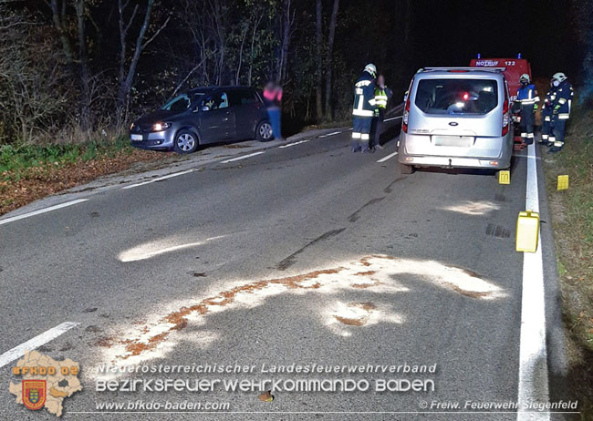 20201107 Fahrzeugbergung nach Wildunfall auf der LB210 im Helenental  Foto: © Freiwillige Feuerwehr Siegenfeld