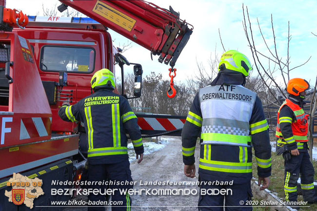 20201204 Pferd in misslicher Lage Oberwaltersdorf - Feuerwehr unterstützt Tierärztin  Foto: Stefan Schneider BFK BADEN