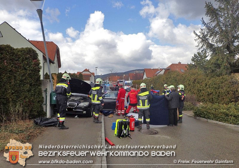 20210317 Verkehrsunfall in Gainfarn  Foto: © Freiwillige Feuerwehr Gainfarn