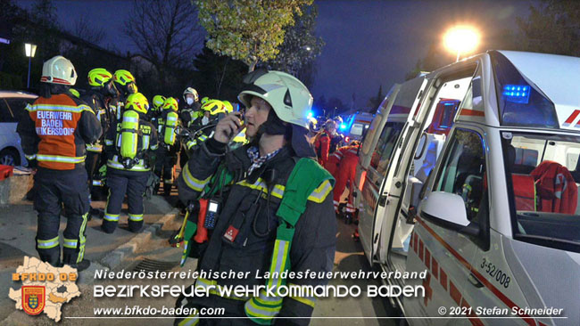 20210427 Wohnungsbrand mit schwerverletzter Frau im Badener Ortsteil Weikersdorf  Foto: © Freiwillige Feuerwehr Baden-Stadt / Stefan Schneider
