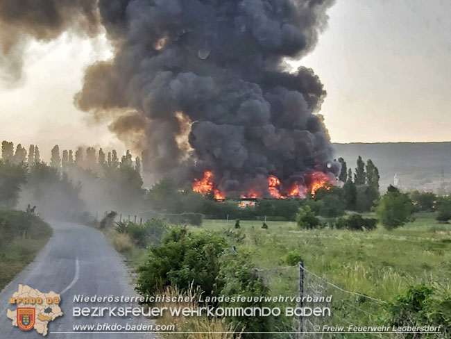 20210723 Feuerwehr-Großeinsatz bei Brand einer Halle in Kottingbrunn Foto: © FF Leobersdorf 20210723 Feuerwehr-Großeinsatz bei Brand einer Halle in Kottingbrunn Foto: © FF Leobersdorf