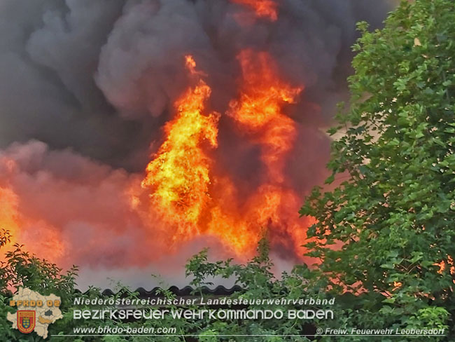 20210723 Feuerwehr-Großeinsatz bei Brand einer Halle in Kottingbrunn Foto: © FF Leobersdorf 20210723 Feuerwehr-Großeinsatz bei Brand einer Halle in Kottingbrunn Foto: © FF Leobersdorf