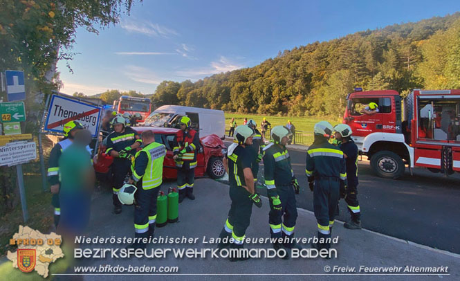 20210910 Schwerer Verkehrsunfall auf der B18 bei Altenmarkt/Thenneberg Foto: © Freiwillige Feuerwehr Altenmarkt/Triesting 20210910 Schwerer Verkehrsunfall auf der B18 bei Altenmarkt/Thenneberg Foto: © Freiwillige Feuerwehr Altenmarkt/Triesting