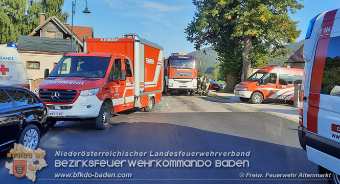 20210910 Schwerer Verkehrsunfall auf der B18 bei Altenmarkt/Thenneberg Foto: © Freiwillige Feuerwehr Altenmarkt/Triesting 20210910 Schwerer Verkehrsunfall auf der B18 bei Altenmarkt/Thenneberg Foto: © Freiwillige Feuerwehr Altenmarkt/Triesting