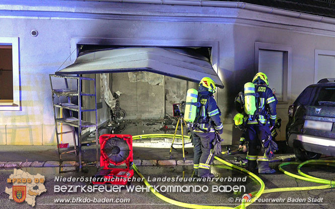 20211010 Nächtlicher Garagenbrand in Badener Innenstadt  Foto: © Freiwillige Feuerwehr Baden-Stadt