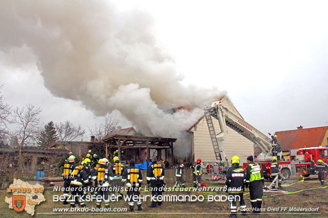 20211227 Wohnhausbrand in Traiskirchen Ortsteil Moellersdorf  Foto: Hans Dietl FF Moellersdorf