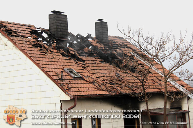 20211227 Wohnhausbrand in Traiskirchen Ortsteil Moellersdorf  Foto: Hans Dietl FF Moellersdorf