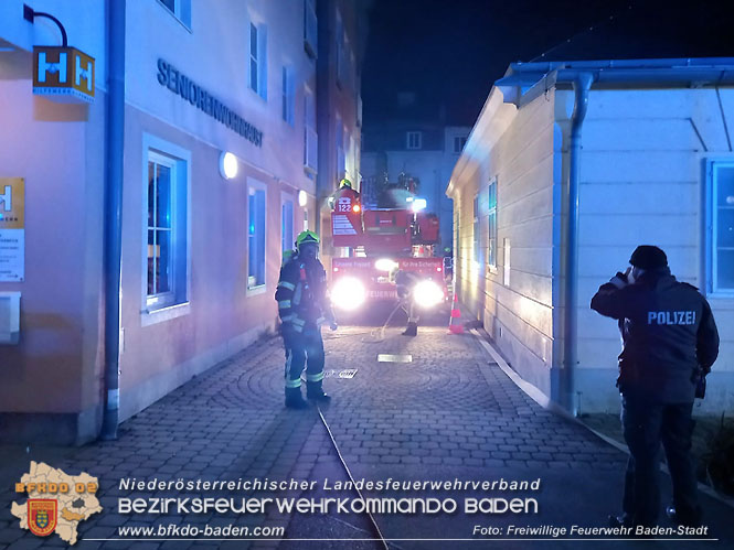 20220213 Brand in einem Badener Seniorenwohnhaus Foto: Freiwillige Feuerwehr Baden-Stadt 20220213 Brand in einem Badener Seniorenwohnhaus Foto: Freiwillige Feuerwehr Baden-Stadt
