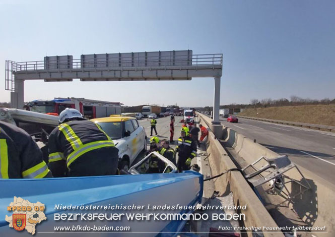 20220325 Menschenrettung nach Auffahrunfall auf ASFiNAG Fahrzeug auf der A2 RFB Wien   Foto: Freiwillige Feuerwehr Leobersdorf