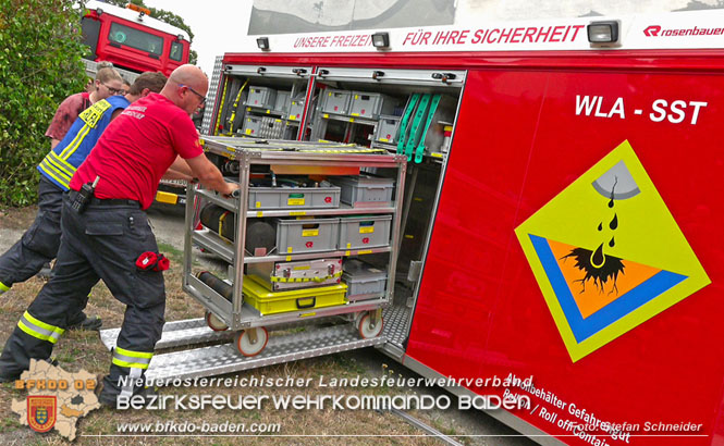 20220802 20220802 Schadstoffeinsatz wegen Gebrechen an Heizöl-Tank in Baden Ortsteil Leesdorf Foto: Stefan Schneider BFK BADEN 20220802 20220802 Schadstoffeinsatz wegen Gebrechen an Heizöl-Tank in Baden Ortsteil Leesdorf Foto: Stefan Schneider BFK BADEN
