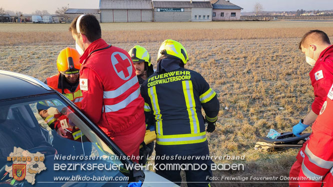 20230207 Schwerer Verkehrsunfall - 2 Personen eingeschlossen  Foto: Freiwillige Feuerwehr Oberwaltersdorf