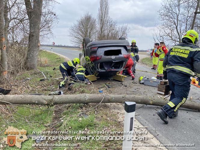 20230305 Menschenrettung nach Fahrzeugüberschlag auf der L2085  Foto: Freiwillige Feuerwehr Möllersdorf