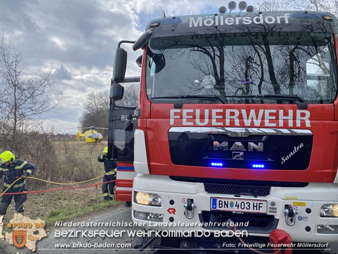 20230305 Menschenrettung nach Fahrzeugüberschlag auf der L2085  Foto: Freiwillige Feuerwehr Möllersdorf
