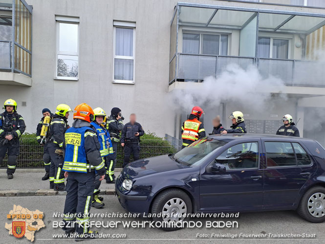 20230407 Brand im Müllraum eines Mehrparteienwohnhaus in Traiskirchen  Foto: Freiwillige Feuerwehr Traiskirchen-Stadt
