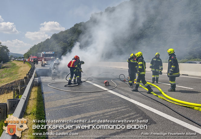 20230625 Pkw in Vollbrand auf der A21  Foto: Freiwillige Feuerwehr Alland