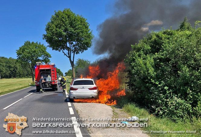 20230629 Fahrzeugbrand auf der B11 bei Alland  Foto: Freiwillige Feuerwehr Alland