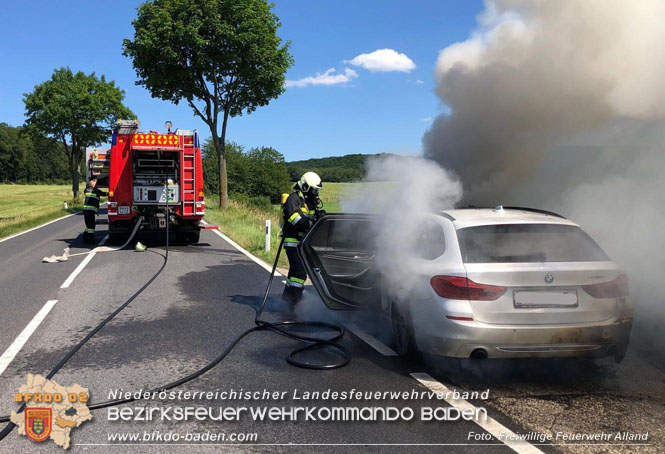 20230629 Fahrzeugbrand auf der B11 bei Alland  Foto: Freiwillige Feuerwehr Alland