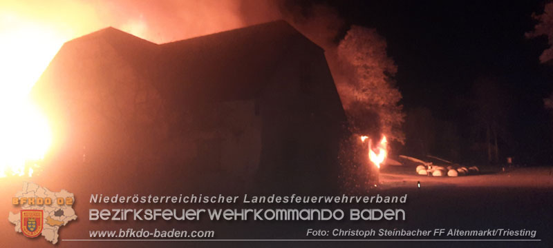 20231105 Großbrand in Klein-Mariazell Altenmarkt a.d.Triesting  Foto: Christopher Steinbacher FF Altenmarkt/Triesting