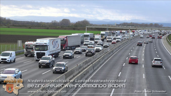 20231120 Feuerwehreinsatz wegen Klima-Aktivisten auf A2 Höhe Traiskirchen  Foto: Stefan Schneider BFKDO BADEN