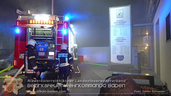 20240107_Saunabrand im Thermalbad Voeslau Foto: Stefan Schneider BFKDO BADEN 20240107_Saunabrand im Thermalbad Voeslau Foto: Stefan Schneider BFKDO BADEN