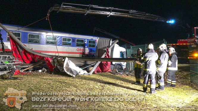 20240208 Sattelzug kollidiert mit Aspangbahn bei Traiskirchen Foto: Stefan Schneider BFKDO BADEN 20240208 Sattelzug kollidiert mit Aspangbahn bei Traiskirchen Foto: Stefan Schneider BFKDO BADEN