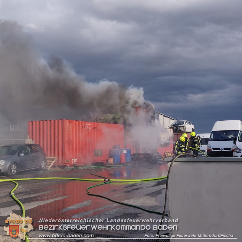 20240310_Containerbrand im Gewerbegebiet Mitterndorf a.d.Fischa   Foto: Freiwillige Feuerwehr Mitterndorf