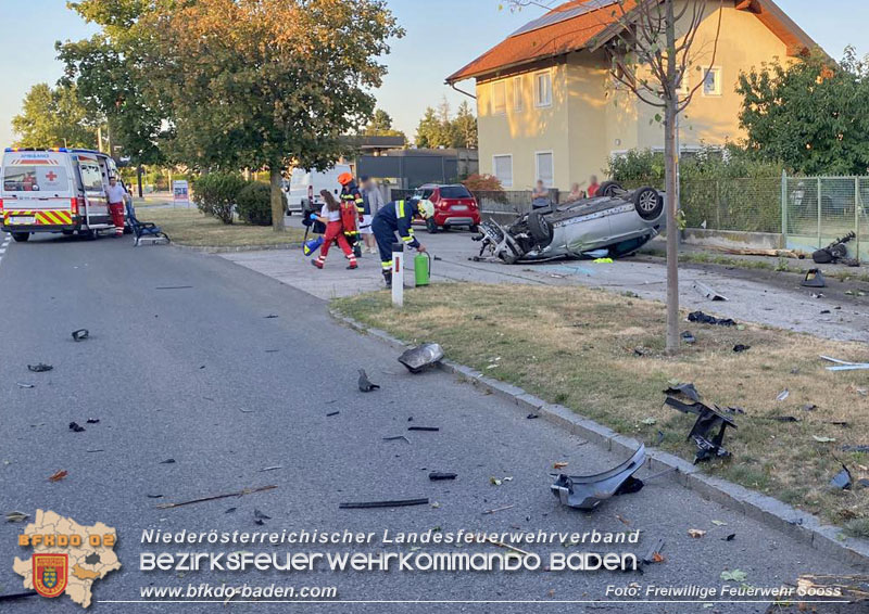 20240811_Fahrzeugueberschlag im Ortsgebiet von Sooss Foto: Freiwillige Feuerwehr Sooss 20240811_Fahrzeugueberschlag im Ortsgebiet von Sooss Foto: Freiwillige Feuerwehr Sooss