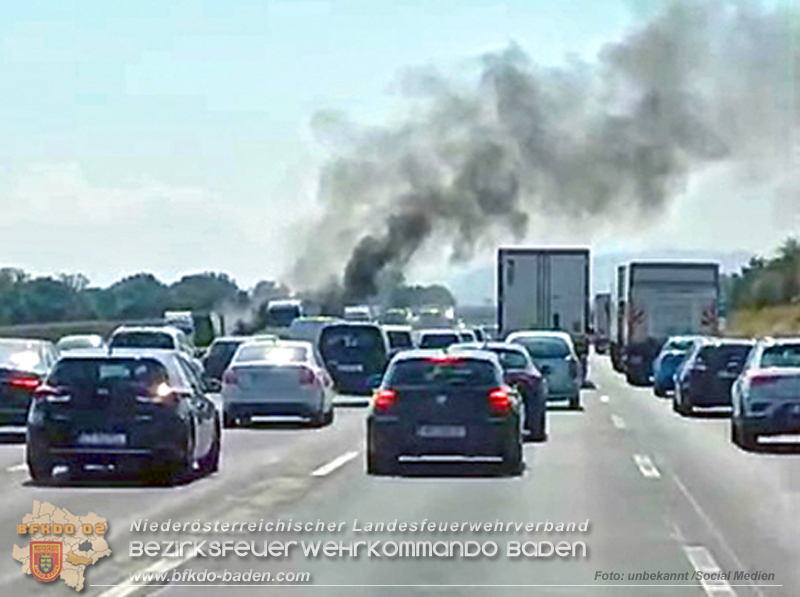 20240823_LKW-Brand auf der A2 im Gemeindegebiet Traiskirchen   Foto: unbekannt/Social Medien